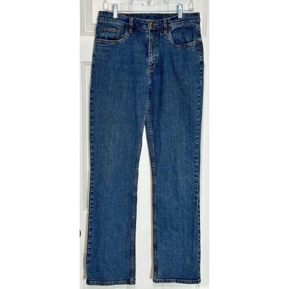 L.L. Bean Straight‎ Leg Jeans Women's Size 12 Tall Blue Mid Rise Classic
